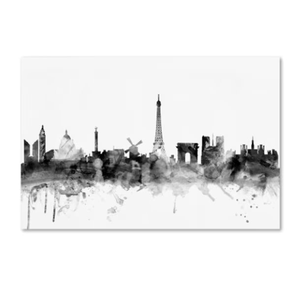 Michael Tompsett 'Paris France Skyline B&W' Canvas Art, 22x32, Trademark Fine Art, Mfr#: MT0994-C2232GG